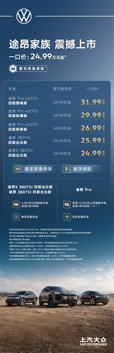 途昂 Pro 一口价26.99万元起！搭载第五代EA888发动机，开启全境旅程