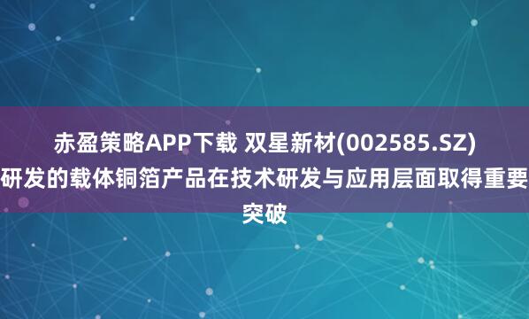 赤盈策略APP下载 双星新材(002585.SZ)：新研发的载体铜箔产品在技术研发与应用层面取得重要突破